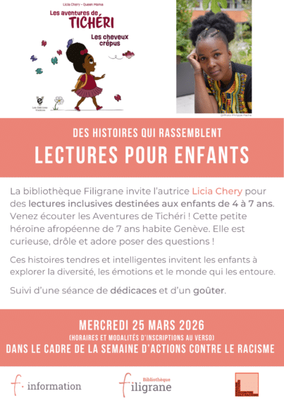 Des histoires qui rassemblent – Lectures pour enfants avec Licia Chery @ Bibliothèque Filigrane